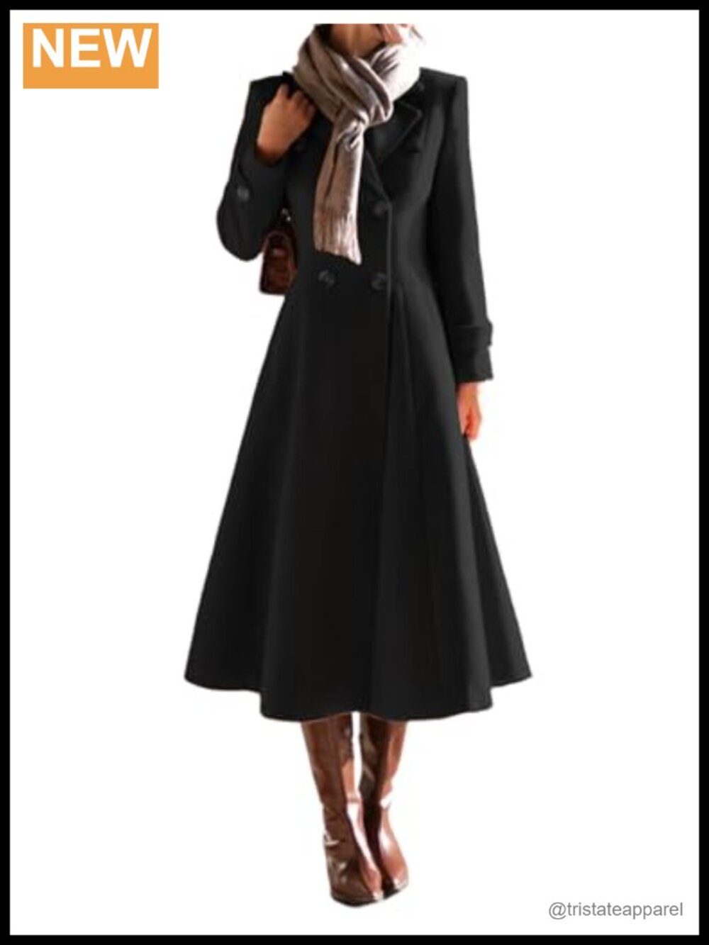 Women's Double Breasted Wool Blend Peacoat Long Trench Coat Notch Lapel